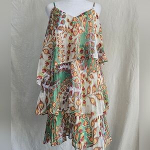 Adelyn Rae Womens Dress Sz M Tiered Multi Color Adjustrable Straps Boho